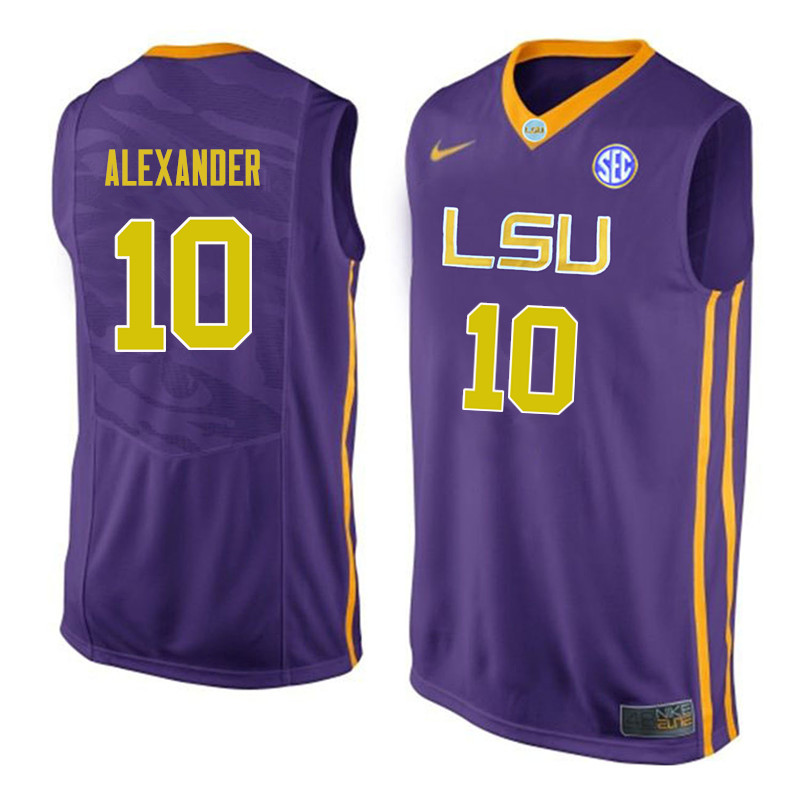 Men #10 Galen Alexander LSU Tigers College Basketball Jerseys Sale-Purple